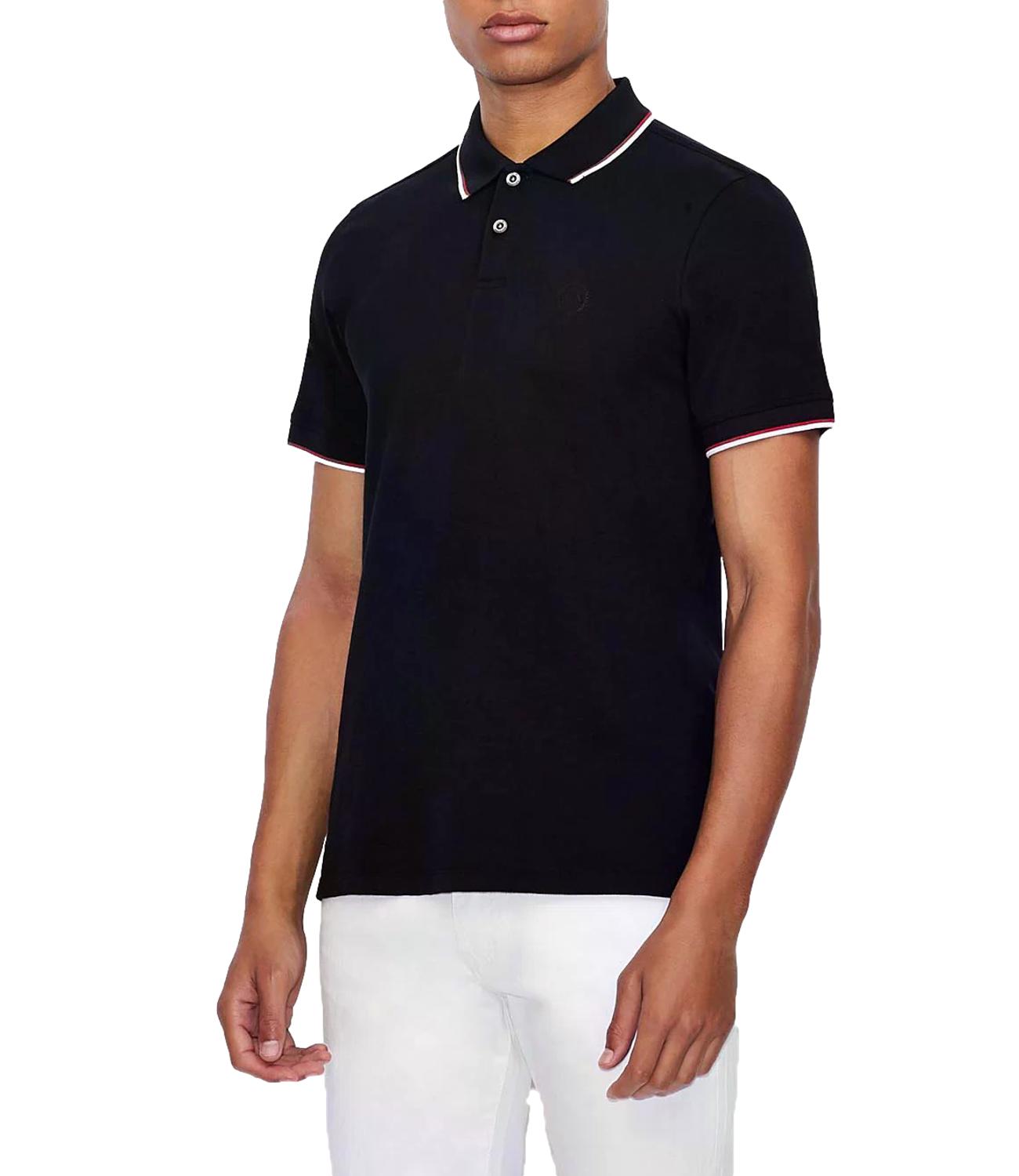 Polo in pique blu navy Armani Exchange con righe sul colletto