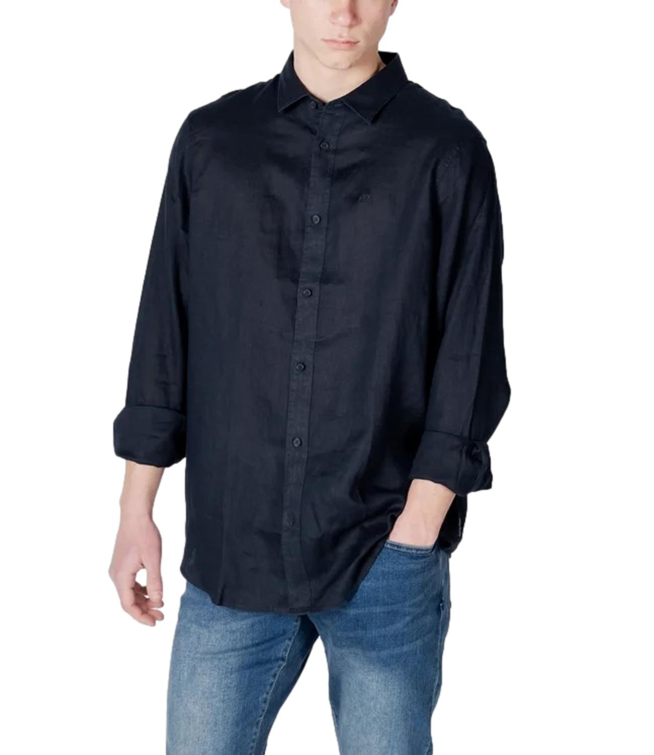 Camicia di lino Armani Exchange blu