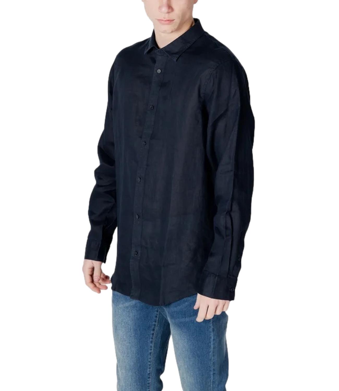 Camicia di lino Armani Exchange blu