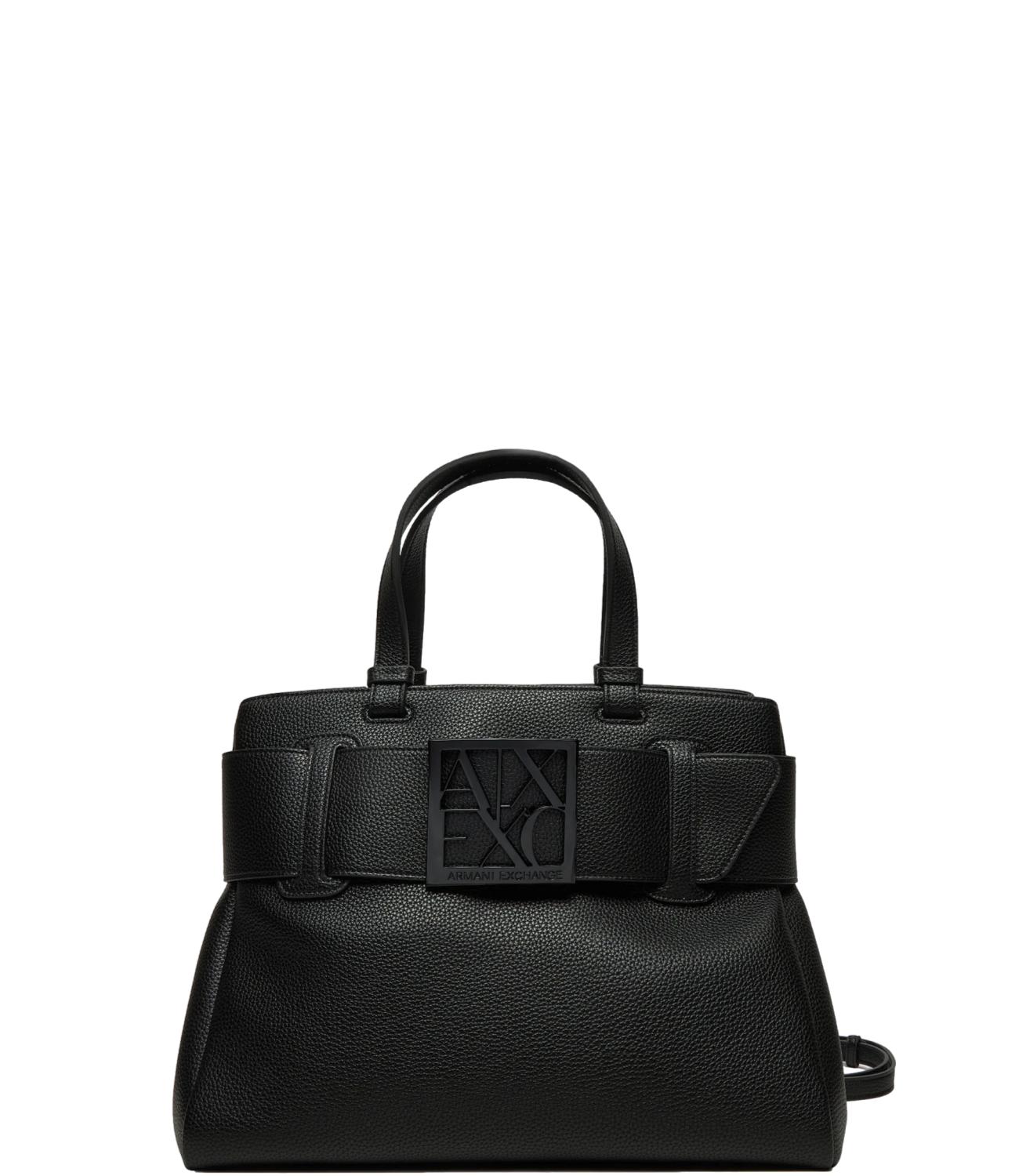 Borsa AX nera similpelle martellata