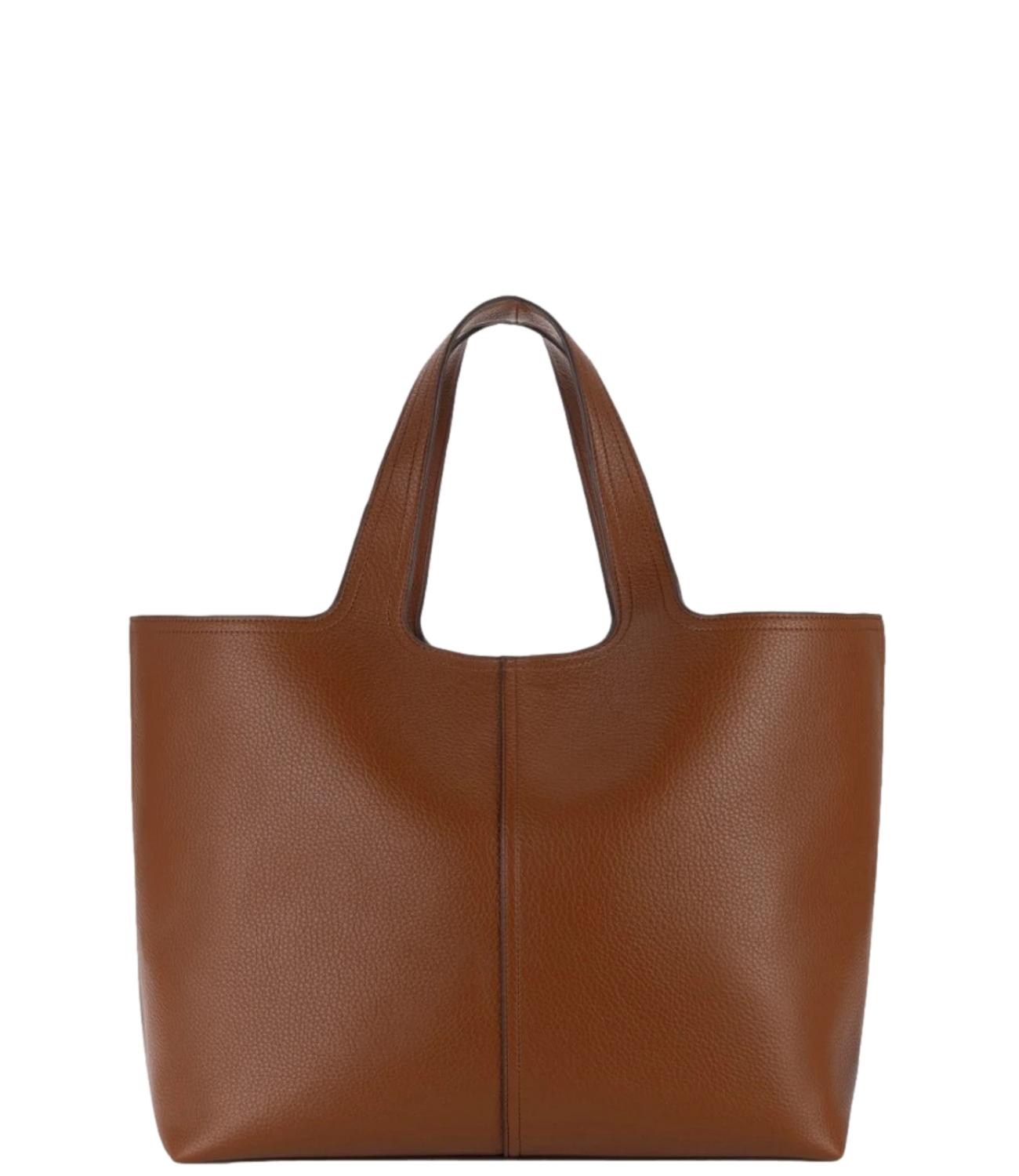 Borsa tote grande marrone cognac