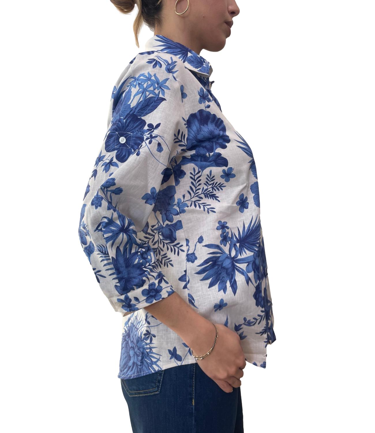 Emme Marella Camicia Boboli Blu Tropicale Donna