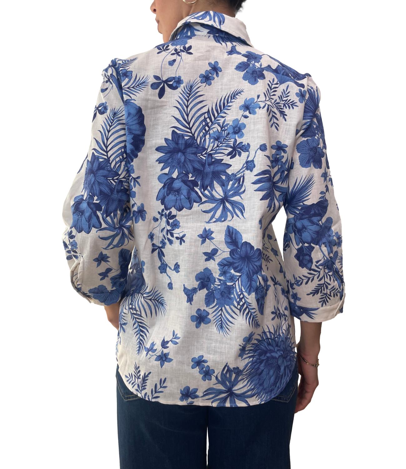 Emme Marella Camicia Boboli Blu Tropicale Donna