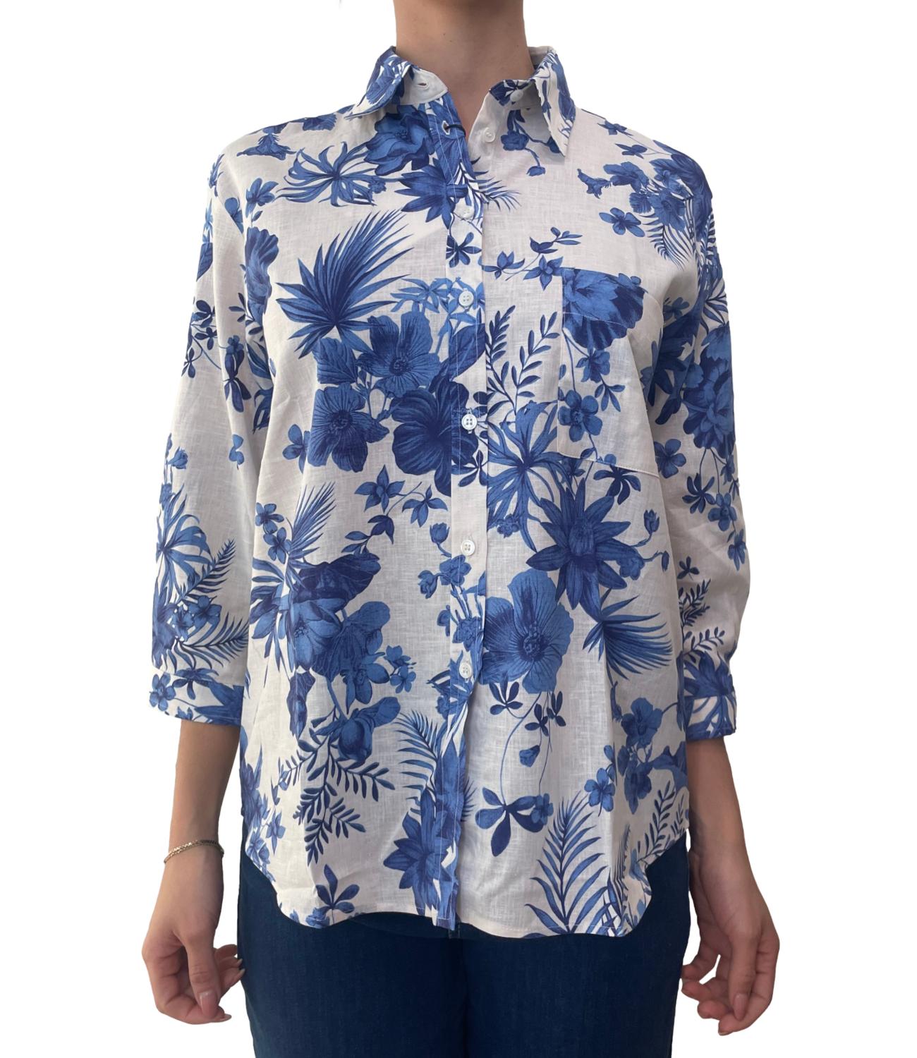 Emme Marella Camicia Boboli Blu Tropicale Donna