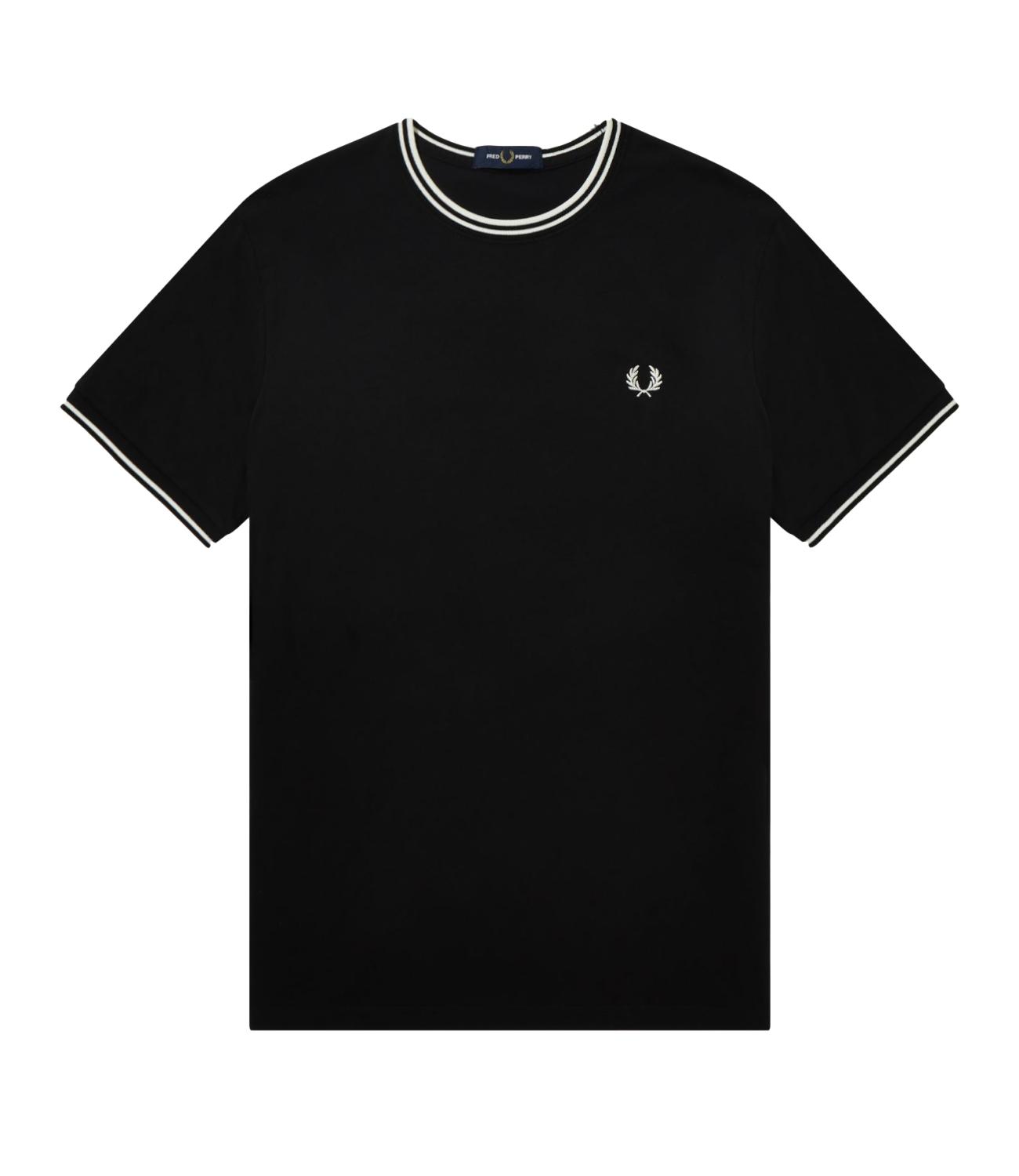 T-shirt Fred Perry twin tipped girocollo nera