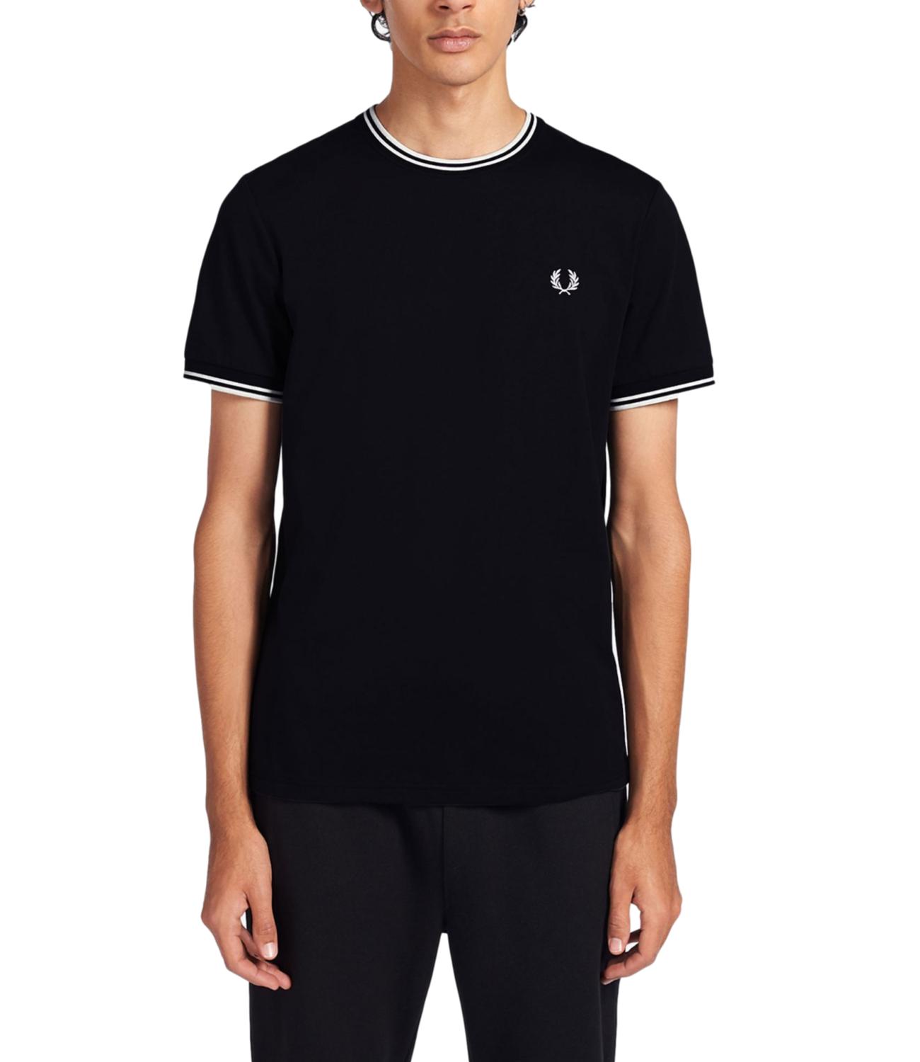 T-shirt Fred Perry twin tipped girocollo nera