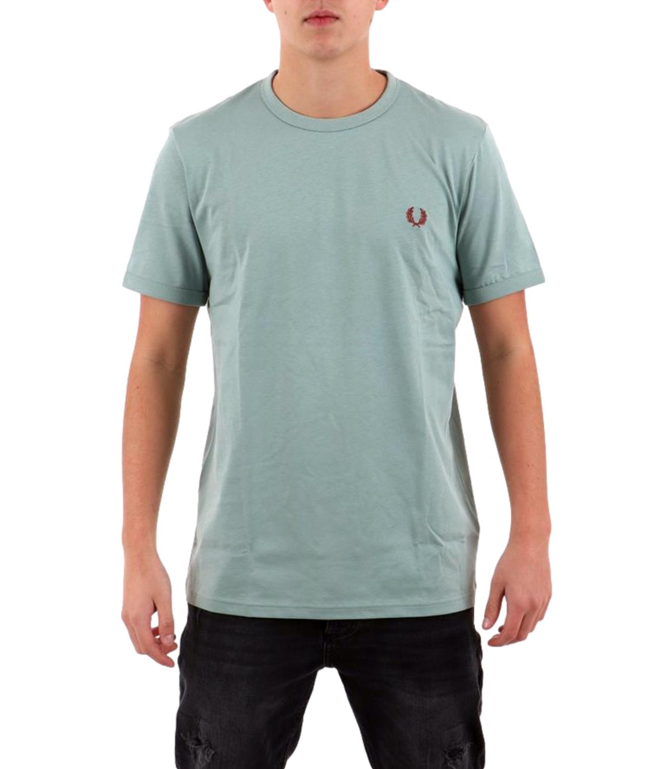 t-shirt celeste uomo ringer