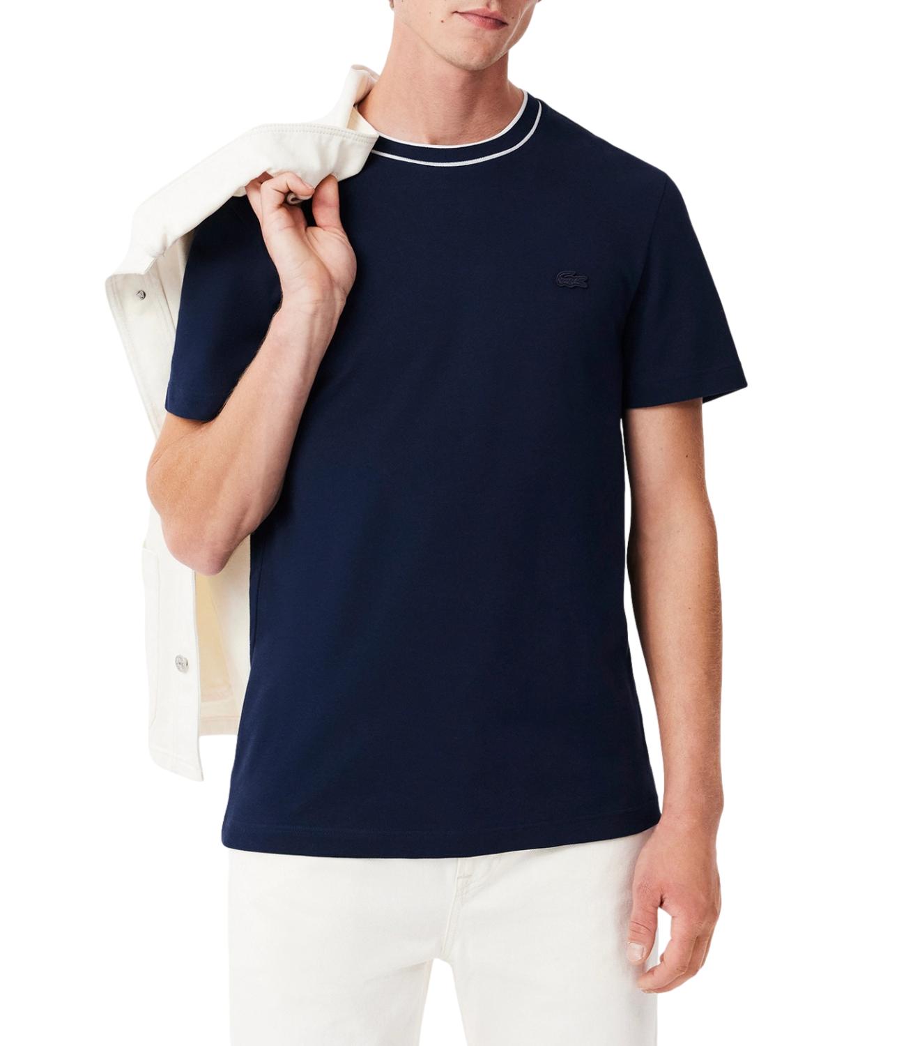 T-shirt Lacoste blu uomo in piquè elasticizzato