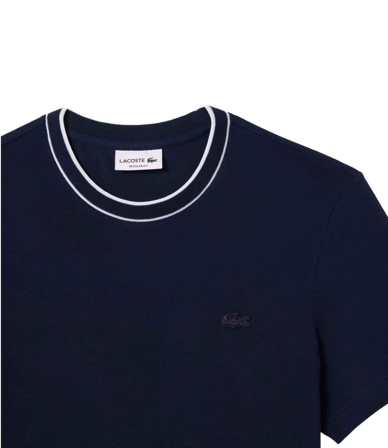 T-shirt Lacoste blu uomo in piquè elasticizzato