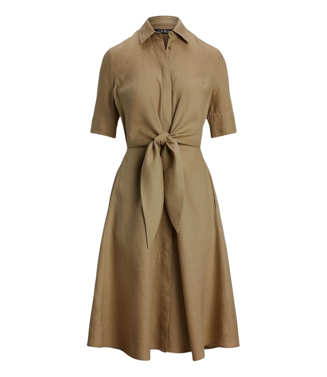 Wakana Elbow Sleeve Day Dress Madison Tan