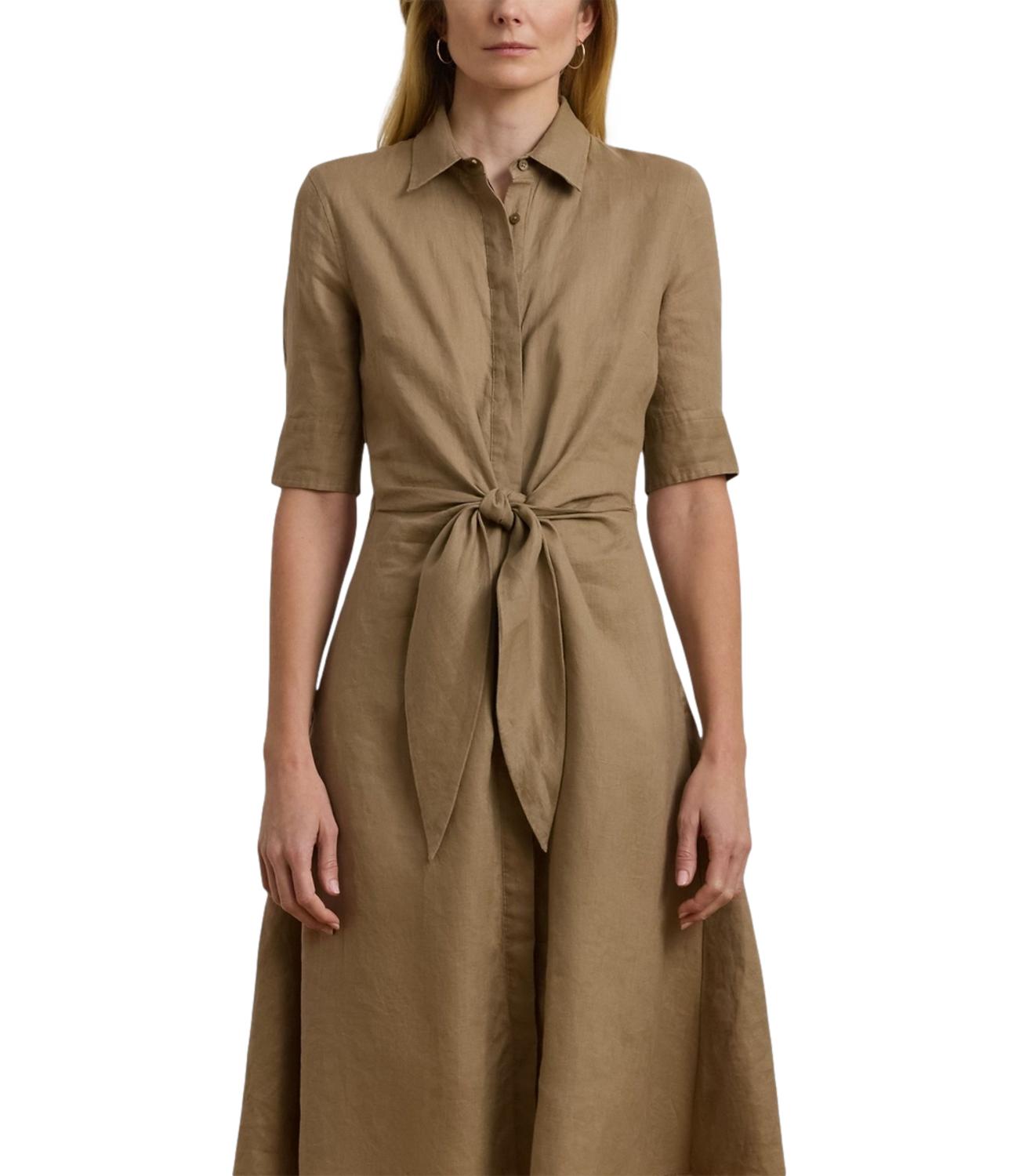 Wakana Elbow Sleeve Day Dress Madison Tan