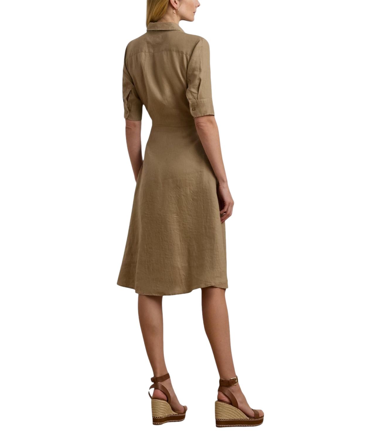 Wakana Elbow Sleeve Day Dress Madison Tan