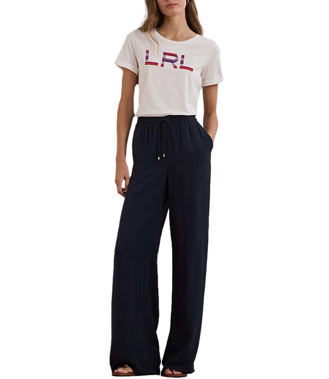 Ralph Lauren ZIAKASH-FULL LENGTH-FLAT FRONT Pantaloni Navy/Crema Donna